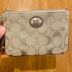 Coach silver/grey wristlet